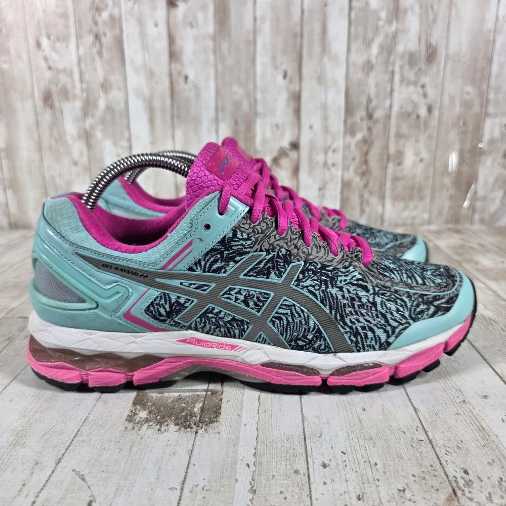 Asics Gel-Kayano 22 Womens‎ 9.5 Pink Teal Running Shoes T5A5N Stability Sneakers